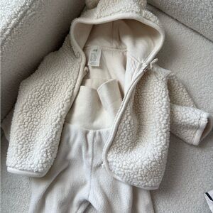 H&M Cream Sherpa Hoodie and Pants Set